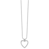 Sterling Silver Diamond Heart Necklace with Rhodium Polish & Extender
